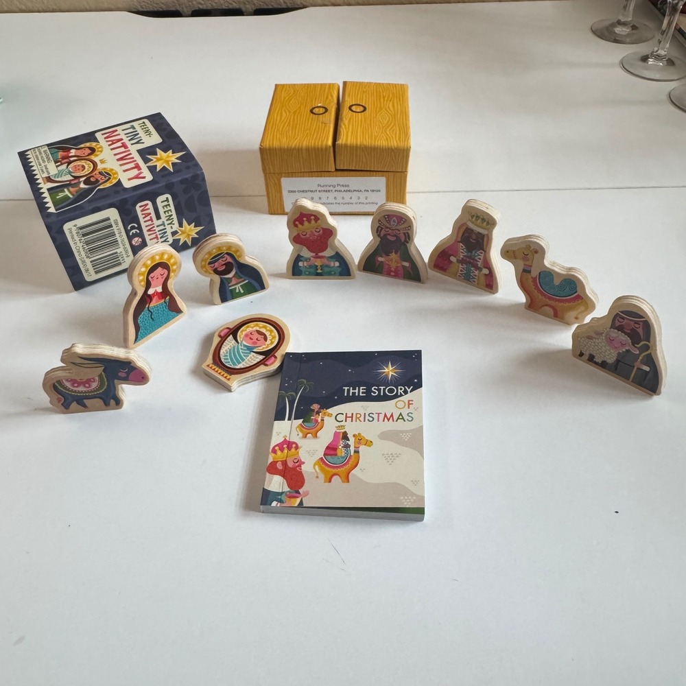 Running Press Teeny-Tiny Nativity Mini Wooden Set with Christmas Story Book
